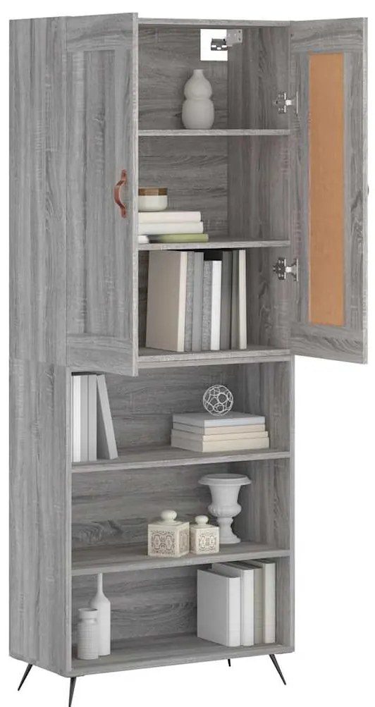 vidaXL Ντουλάπι Γκρι Sonoma 69,5 x 34 x 180 εκ. Επεξεργασμένο Ξύλο