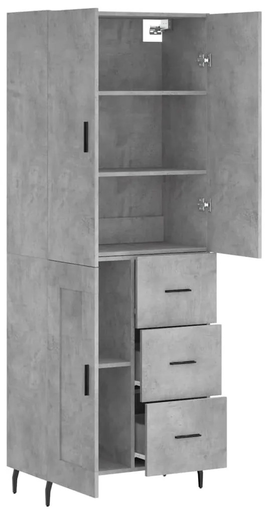 vidaXL Ντουλάπι Γκρι Σκυροδέματος 69,5x34x180 εκ. Επεξεργασμένο Ξύλο
