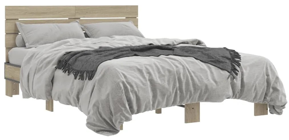 vidaXL Πλαίσιο Κρεβατιού Sonoma Δρυς 120x200 εκ. Επεξ. Ξύλο & Μέταλλο