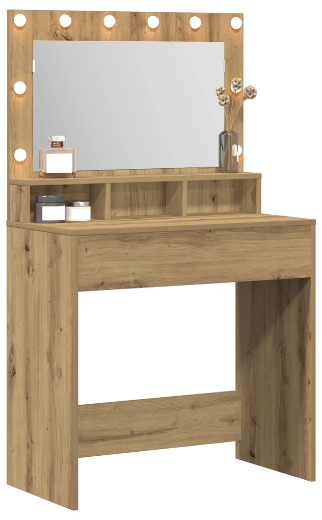 vidaXL Τουαλέτα με LED Φώτα Ξύλο Artisan 79x41x135 εκ.