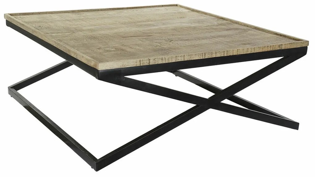 Τραπεζάκι Καφέ DKD Home Decor Μαύρο Φυσικό Ξύλο Μέταλλο 120 x 120 x 55 cm