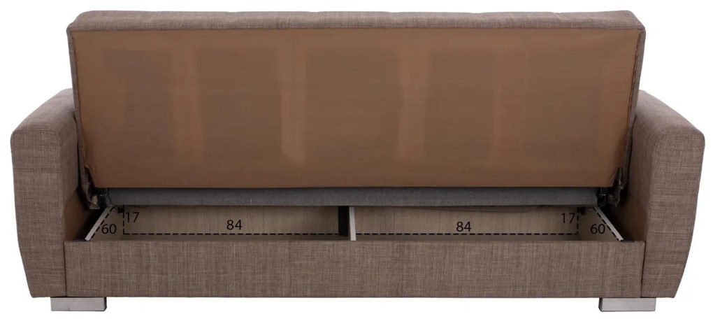 Καναπές - Κρεβάτι Polya 3θέσιος Καφέ 215x80x77 εκ. 215x80x77 εκ.