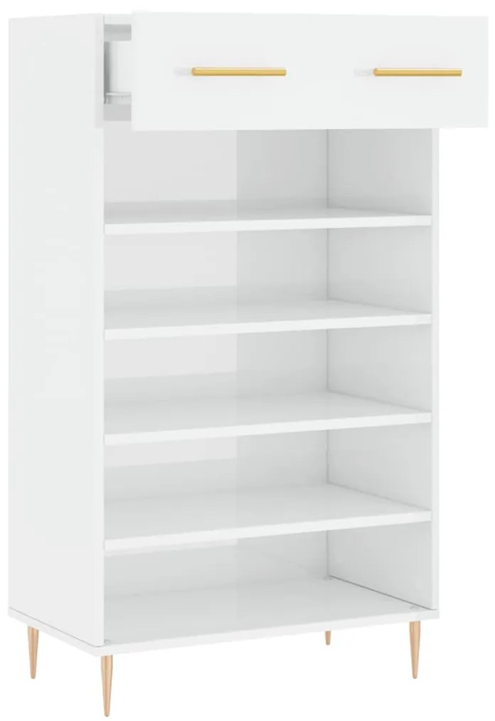 vidaXL Παπουτσοθήκη Γυαλιστερό Λευκό 60x35x105 εκ. Επεξεργασμένο Ξύλο