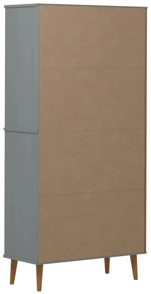 vidaXL Βιβλιοθήκη MOLDE Γκρι 85x35x170,5 εκ. από Μασίφ Ξύλο Πεύκου