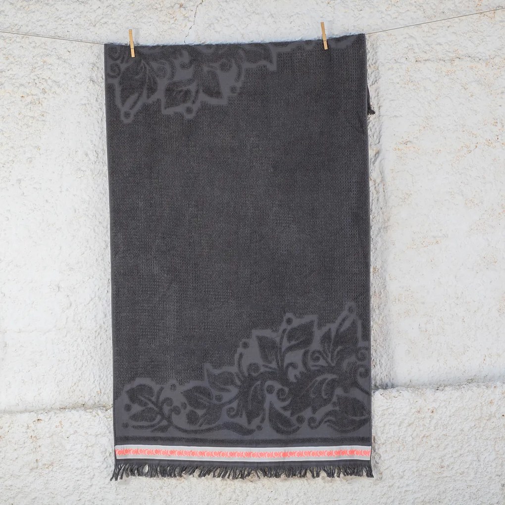 Πετσέτα Θαλάσσης (80x150) White Fabric Seamara Grey