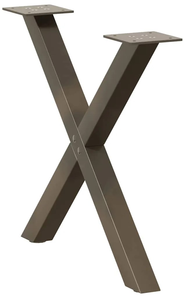 vidaXL Πόδια Τραπεζιού Σαλονιού σε Σχήμα Χ, 2 τεμ. από Φυσικό Ατσάλι 50x(42-43) εκ. Ατσάλι