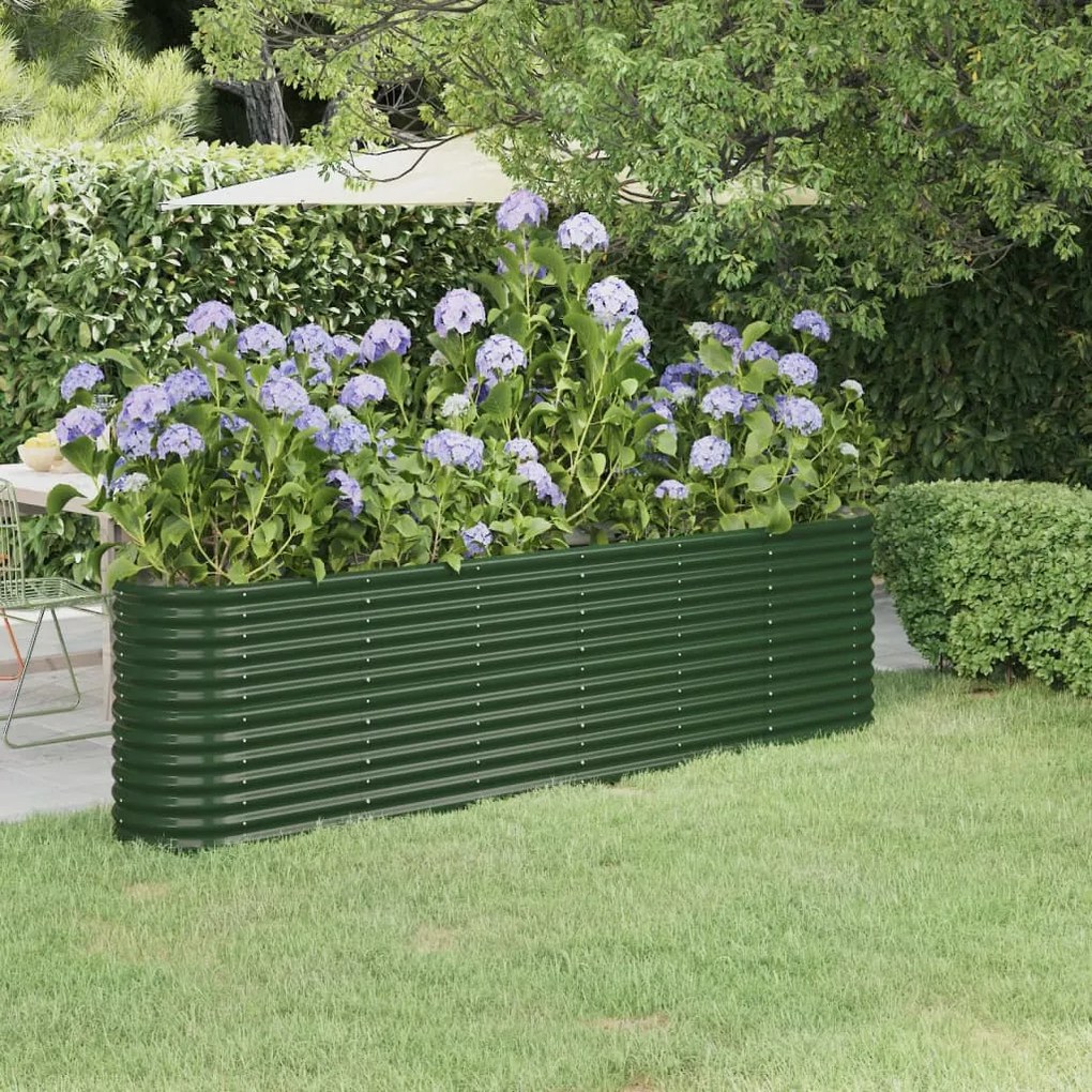vidaXL Ζαρντινιέρα Πράσινη 260x40x68 εκ Γαλβανισμένος χάλυβας