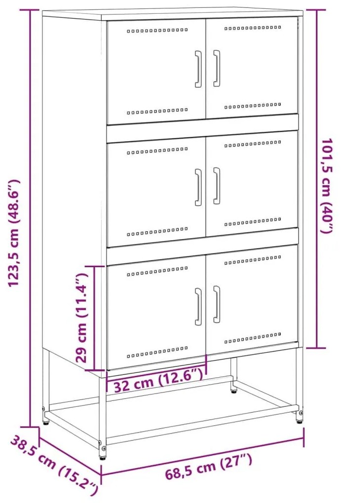 Ντουλάπι Πράσινο Λαδί 68,5x38,5x123,5 εκ. από Ατσάλι - Πράσινο