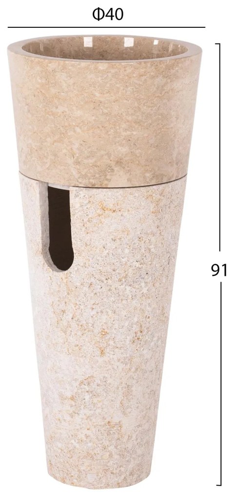 Νιπτήρας C7808.02 Μαρμάρινος Cone Sink Creme White Φ40x90Y εκ. 40x40x90 εκ.