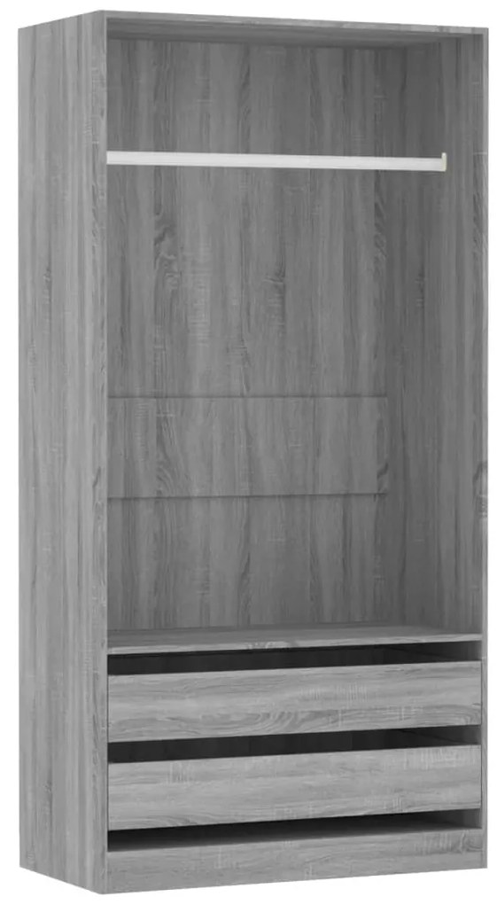 vidaXL Ντουλάπα Γκρι Sonoma 100x50x200 εκ. από Επεξεργασμένο Ξύλο