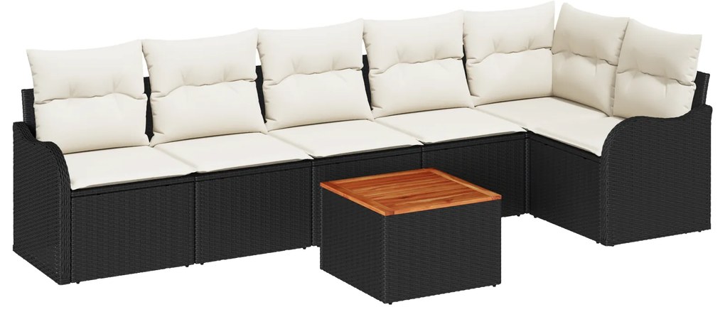 vidaXL Σετ Καναπέ Κήπου 7 pcs Μαύρος, λευκός 4 θέσεων