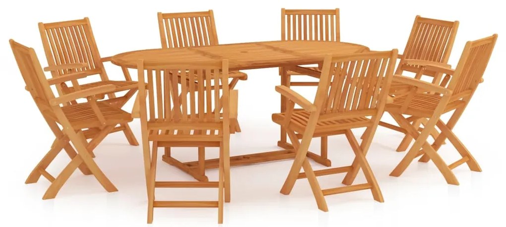 Σετ Τραπεζαρίας Κήπου 9 Τεμαχίων από Μασίφ Ξύλο Teak