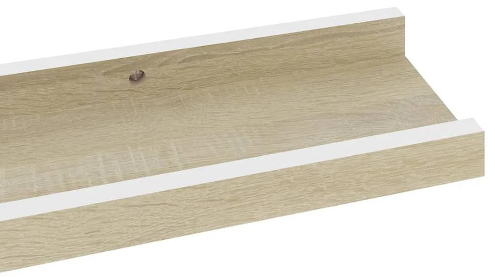 vidaXL Ράφια Τοίχου 2 τεμ. Λευκό και Sonoma Δρυς 60 x 9 x 3 εκ.