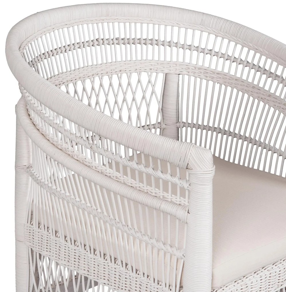 Καρέκλα - Πολυθρόνα MALAWI C9635.02 Ξύλο Μαόνι με Rattan Λευκό και Λευκό Μαξιλάρι 80x70x86Υεκ. 80x70x86 εκ.