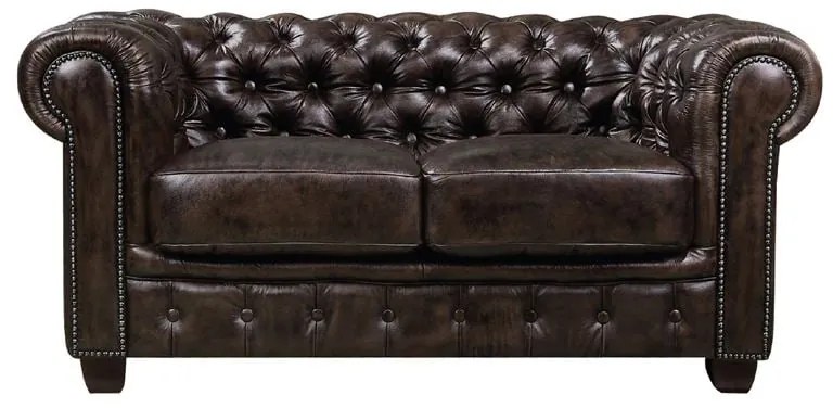 CHESTERFIELD Birmingham Καναπές 2Θέσιος Σαλονιού Καθιστικού,Δέρμα Απόχρωση Καφέ