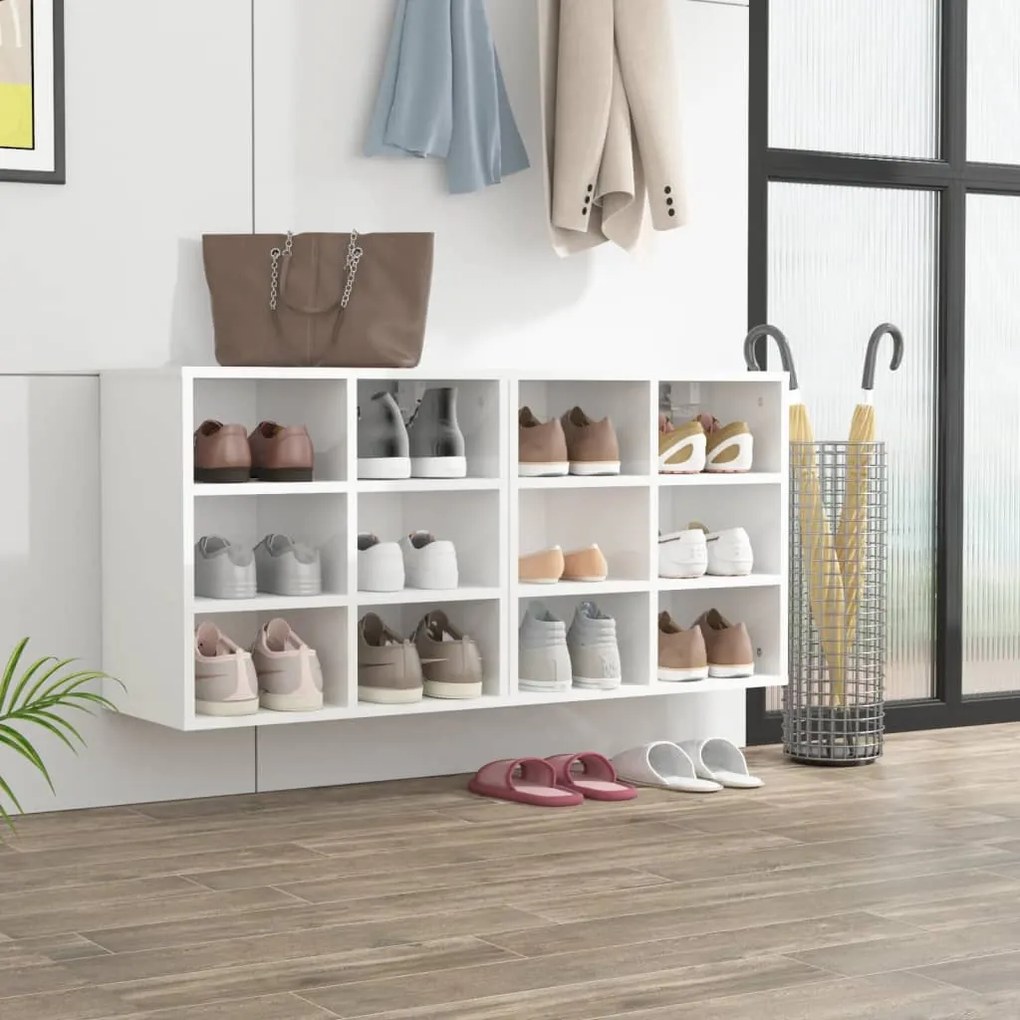 vidaXL Παπουτσοθήκες 2 τεμ. Γυαλιστερό Λευκές 52,5 x 30 x 50 εκ.