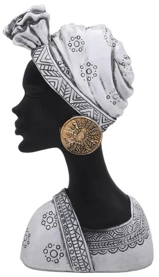Διακοσμητική Φιγούρα African Lady 374-124-085 16x7x27cm White-Black Polyresin