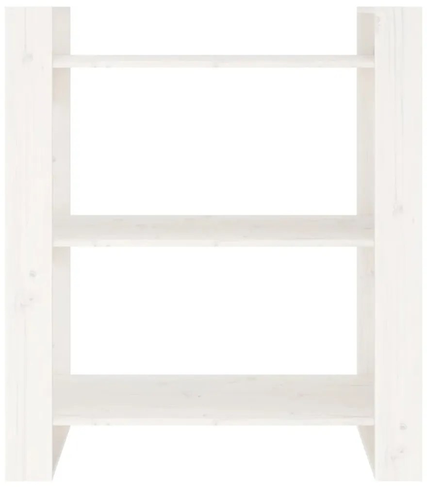 vidaXL Βιβλιοθήκη/Διαχωριστικό Χώρου Λευκό 80x35x91 εκ. Μασίφ Πεύκο