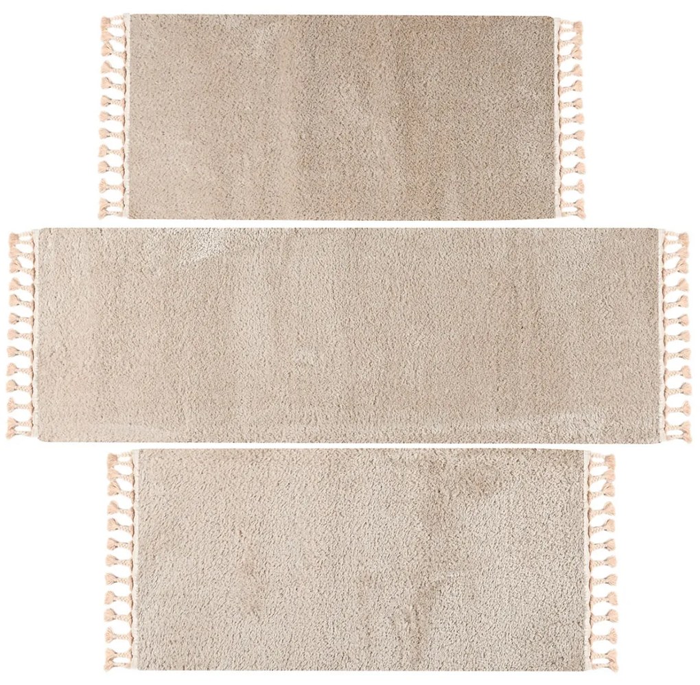 Χαλιά Κρεβατοκάμαρας (Σετ 3τμχ) Polcarpet Soft Shaggy Beige