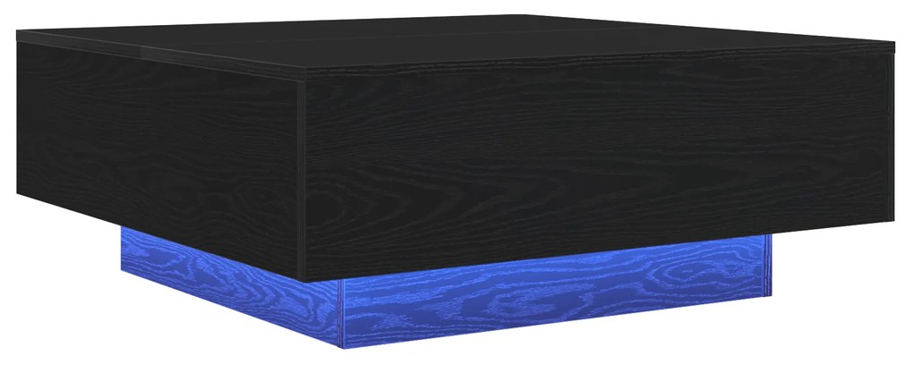 vidaXL Τραπεζάκι σαλονιού με LED φώτα Μαύρο Δρυς 80x80x31 εκ.
