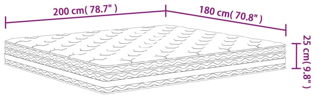 Στρώμα με Pocket Springs Μεσαία Σκληρότητα 180 x 200 εκ. - Λευκό