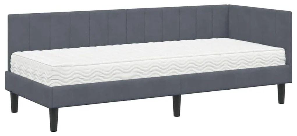 vidaXL Κρεβάτι γωνίας με στρώμα με στρώμα 2 pcs Γκρι Βελούδο