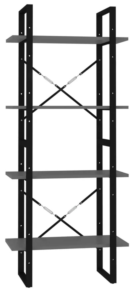 vidaXL Βιβλιοθήκη με 4 Ράφια Γκρι 60 x 30 x 140 εκ. από Επεξ. Ξύλο