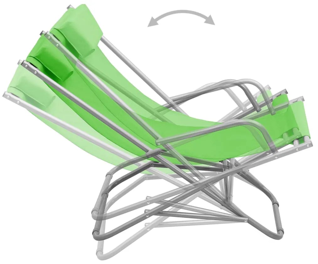 vidaXL Σεζλόνγκ Πτυσσόμενες 2 τεμ. Πράσινες Ατσάλινες