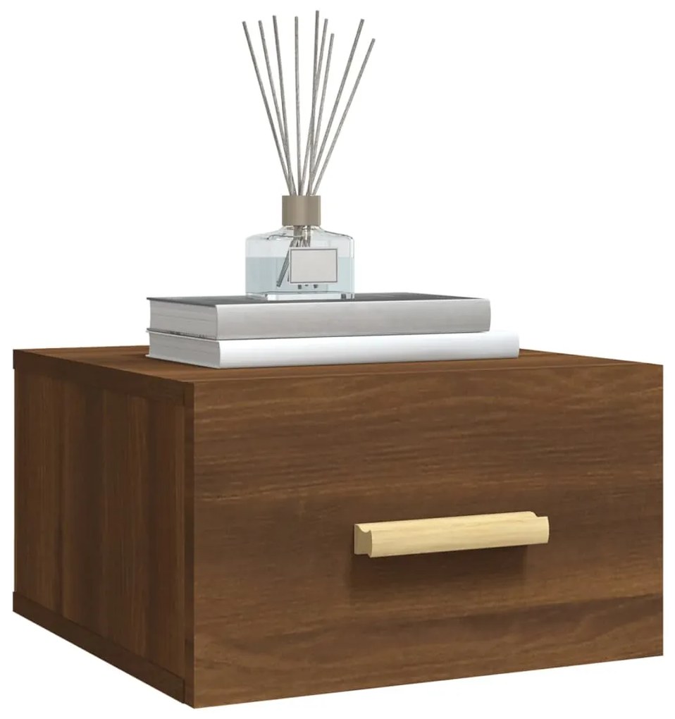 vidaXL Κομοδίνο Επιτοίχιο Καφέ Δρυς 35 x 35 x 20 εκ.