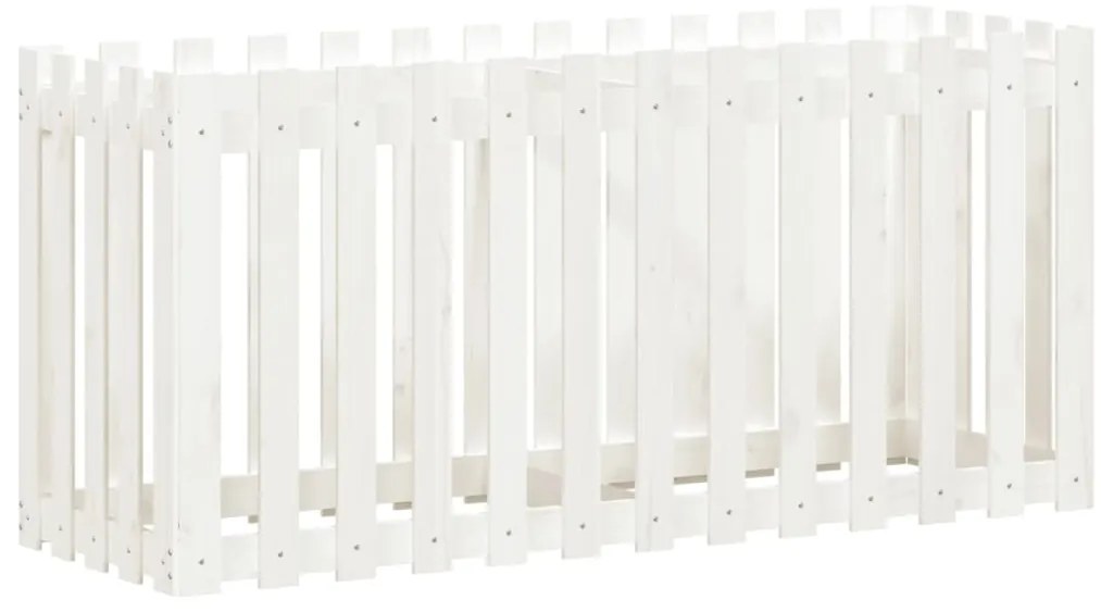 vidaXL Ζαρντινιέρα Υπερυψωμένη Σχ Φράχτη Λευκή 150x50x70εκ Μασίφ Πεύκο