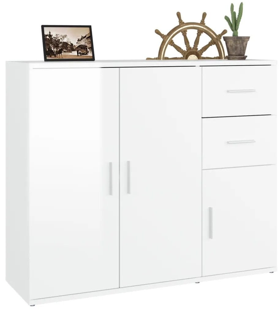 vidaXL Ντουλάπι Γυαλιστερό Λευκό 91 x 29,5 x 75 εκ. Επεξεργασμένο Ξύλο