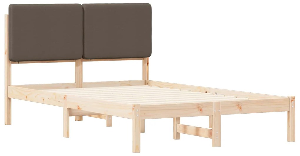 vidaXL Σκελετός Κρεβατιού με Επενδεδυμένο Κεφαλάρι Taupe 135 x 190 cm
