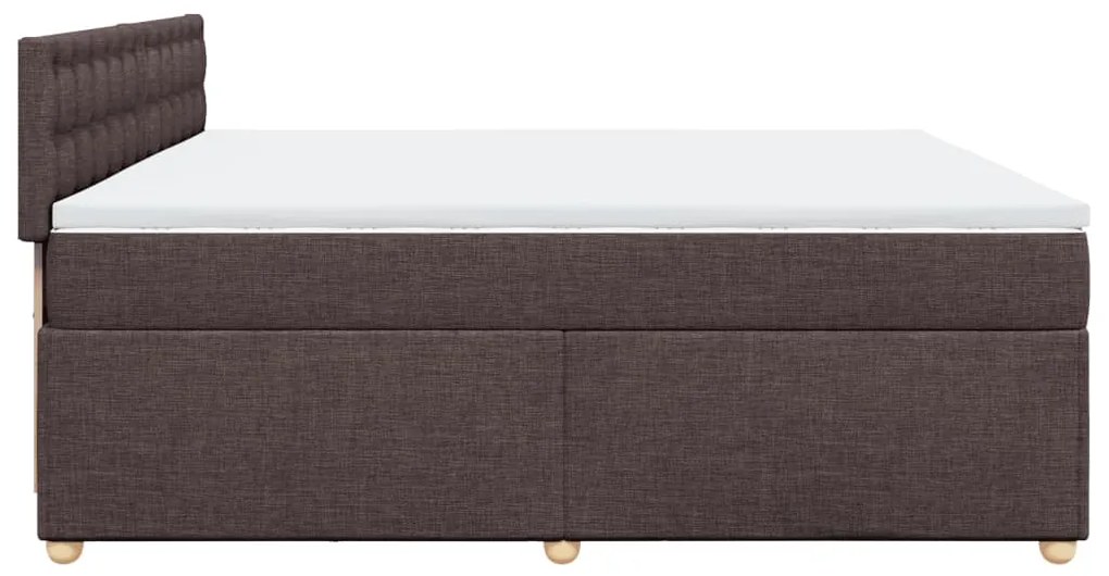 vidaXL Κρεβάτι Boxspring με Στρώμα Σκούρο Καφέ 200x200 εκ. Υφασμάτινο