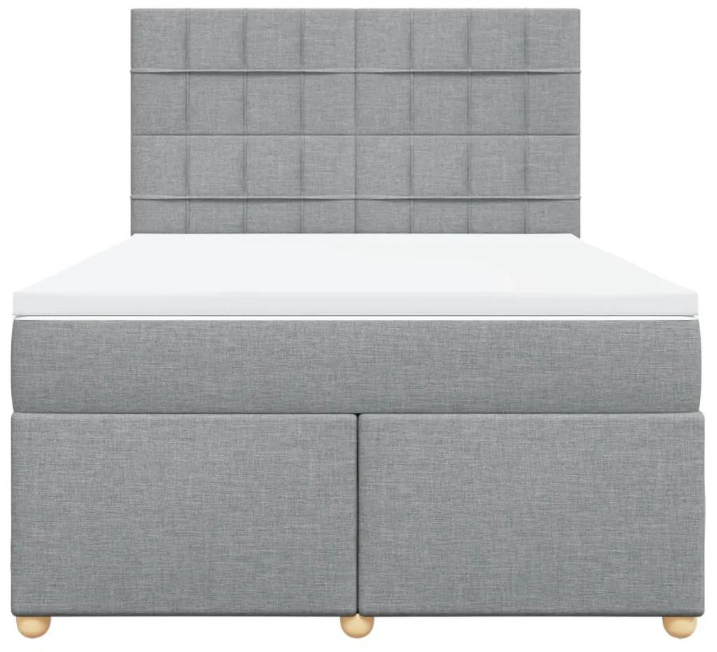 Κρεβάτι Boxspring με Στρώμα Ανοιχτό Γκρι 140x190 εκ. Υφασμάτινο - Γκρι