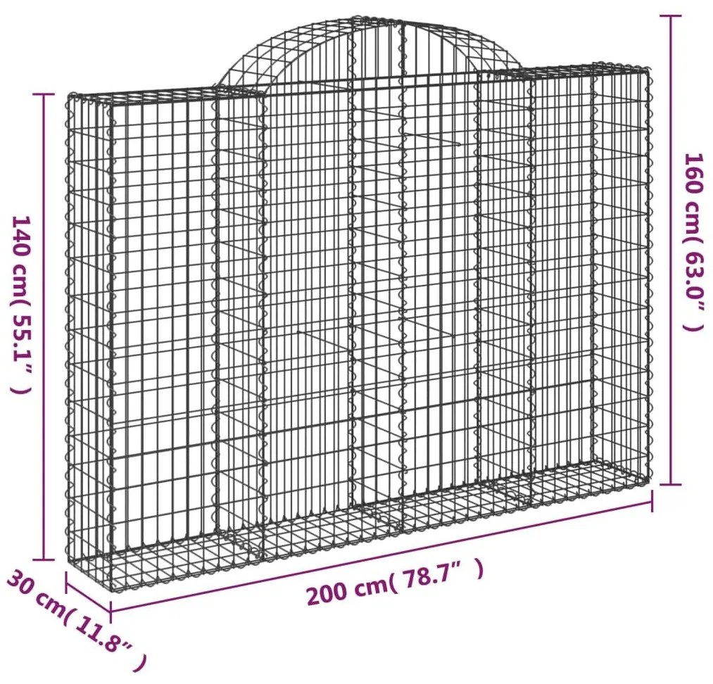 Συρματοκιβώτια Τοξωτά 8 τεμ. 200x30x140/160 εκ. Γαλβαν. Ατσάλι - Ασήμι