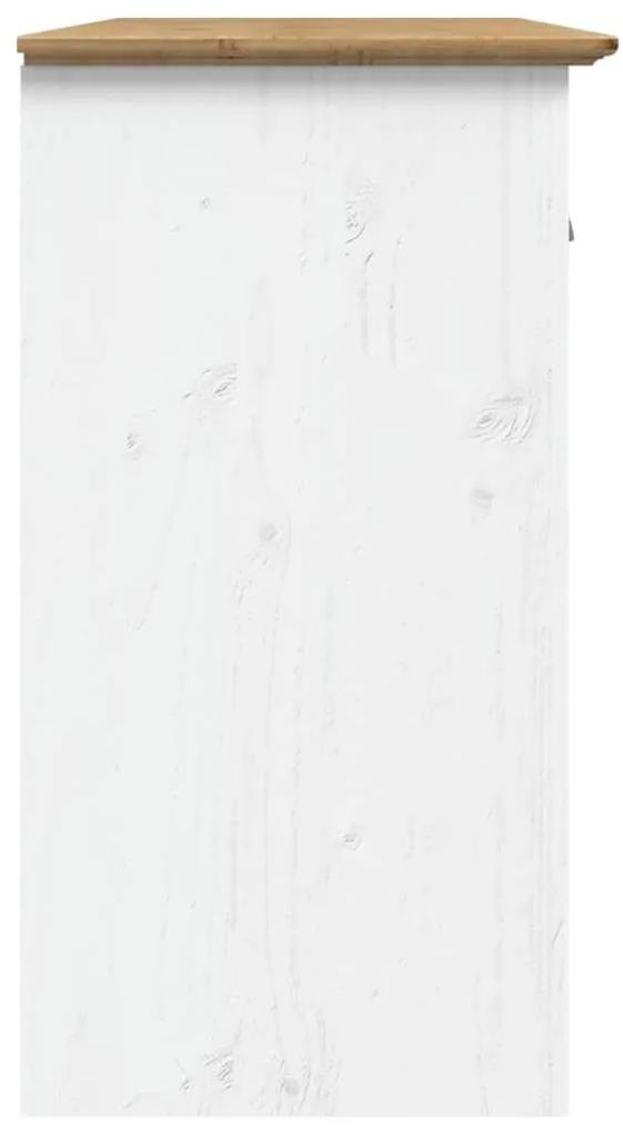 Ντουλάπι BODO Λευκό/Καφέ 115x43x79,5 εκ. από Μασίφ Ξύλο Πεύκου - Καφέ