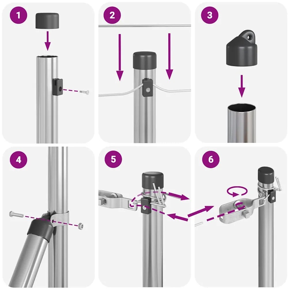 vidaXL Πό posts φράχτη 13 pcs Ασημί Ø32mm 80 εκ Γαλβανισμένος χάλυβας