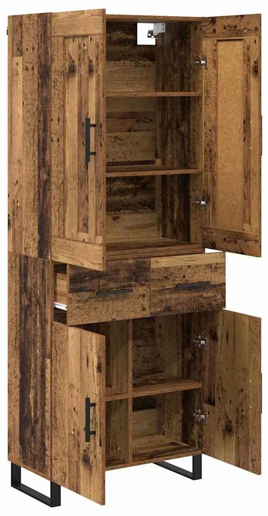 vidaXL Highboard Παλιό ξύλο 69,5 x 34 x 180 εκ. Επεξεργασμένο ξύλο