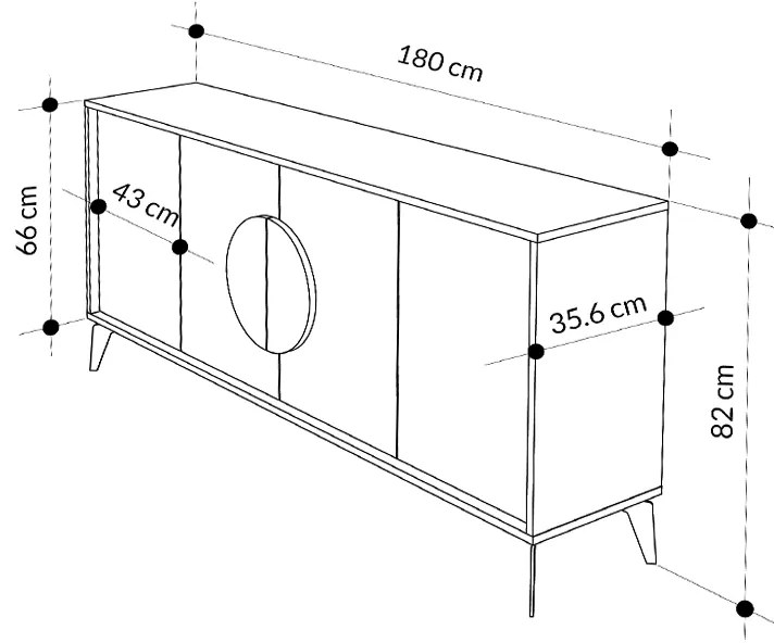 Μπουφές μελαμίνης Gora Megapap χρώμα ανοιχτό καφέ 180x35,6x82εκ.