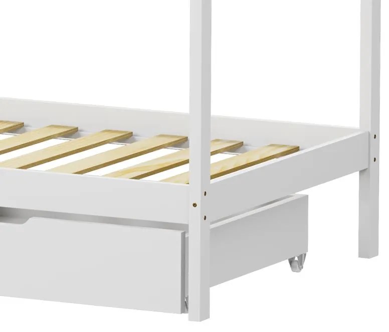 Κρεβάτι παιδικό Mellin τύπου Montessori με 2 συρτάρια ξύλο πεύκου λευκό 90x190 εκ. 90x190x140 εκ.