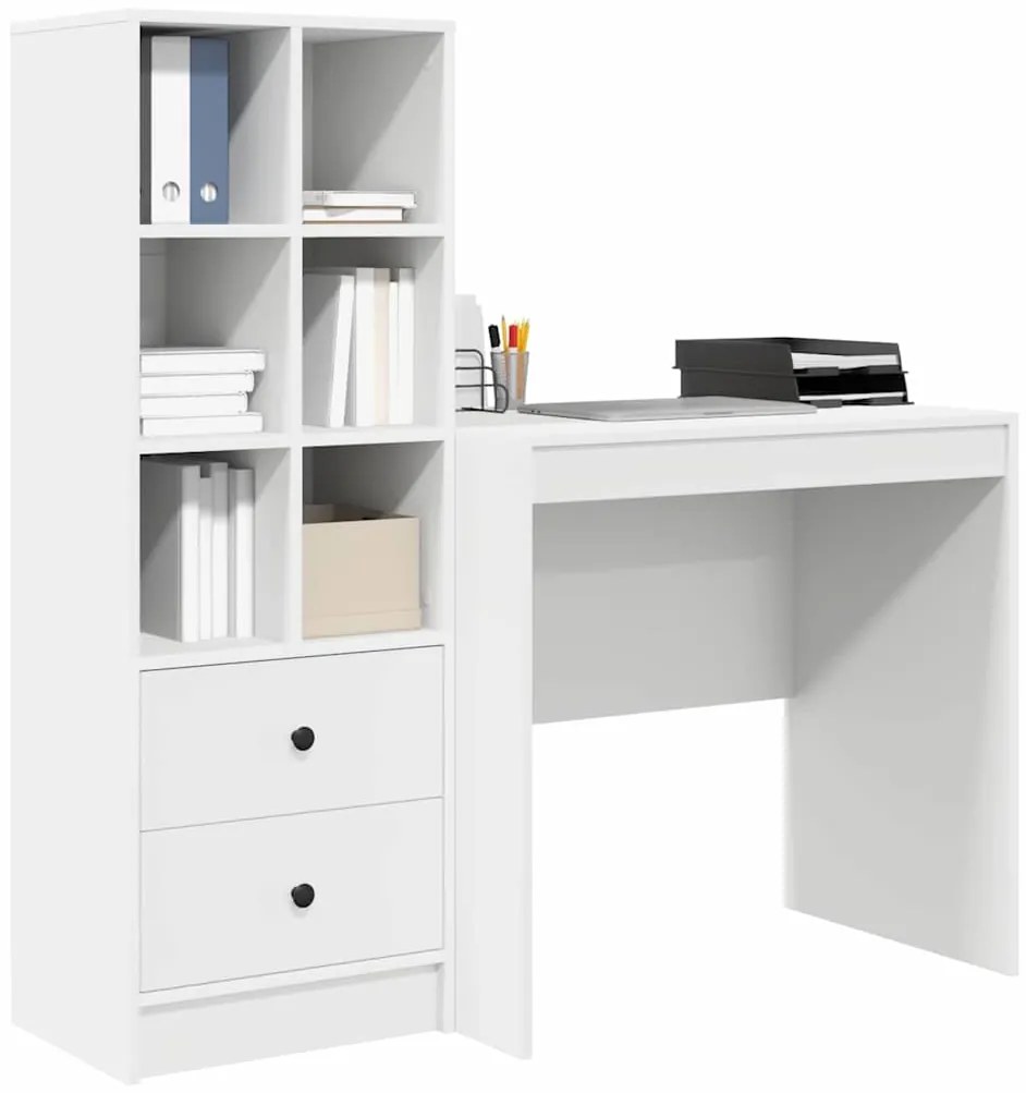 vidaXL Γραφείο με αποθηκευτικό χώρο 2 pcs Λευκό 80 x 50 x 76 εκ.
