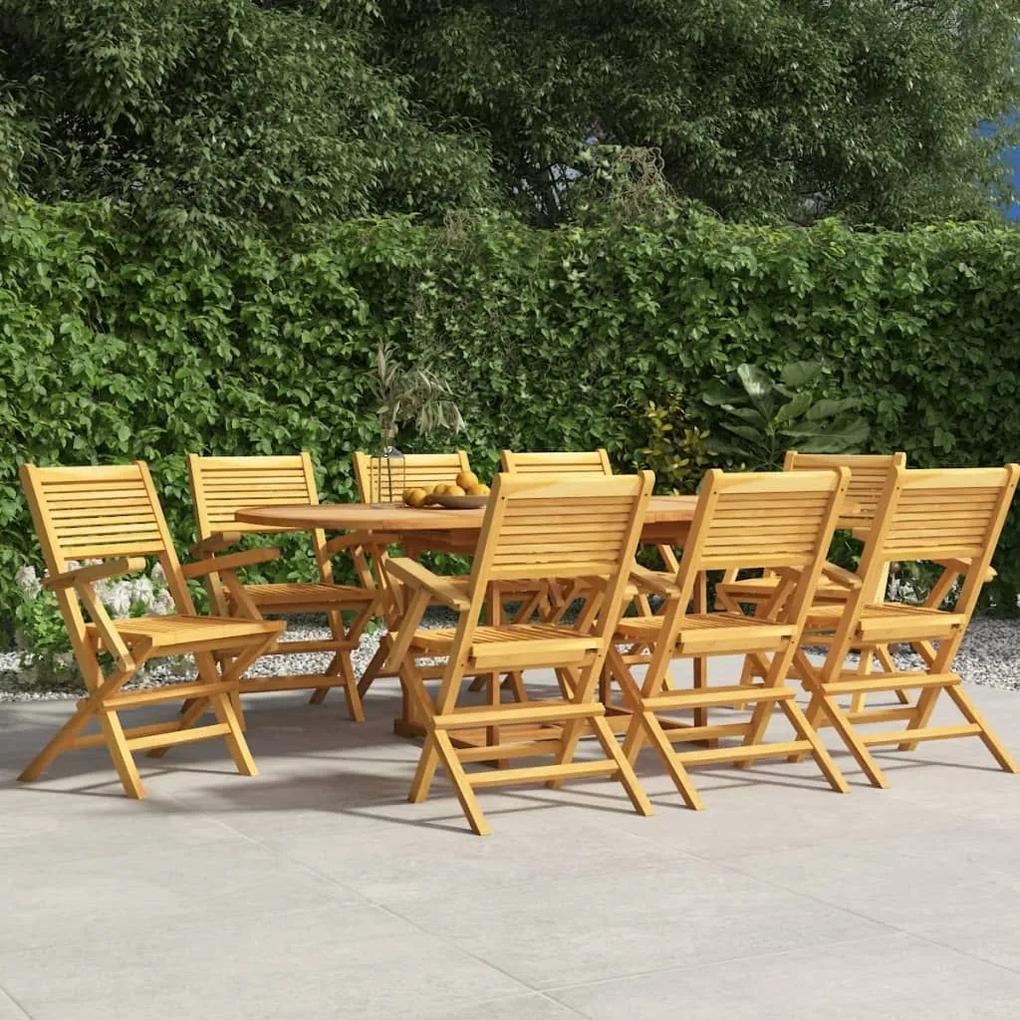 Καρέκλες Κήπου Πτυσσόμενες 8 τεμ. 55x62x90 εκ. Μασίφ Ξύλο Teak - Καφέ