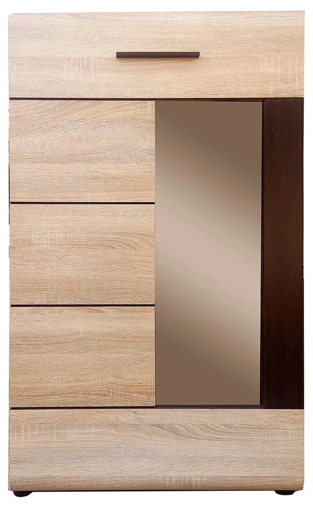 Βιτρίνα Μονόφυλλη Solo 1W 65x35x109cm Sonoma Wenge και MDF Καμπυλωτό τελείωμα στην πόρτα