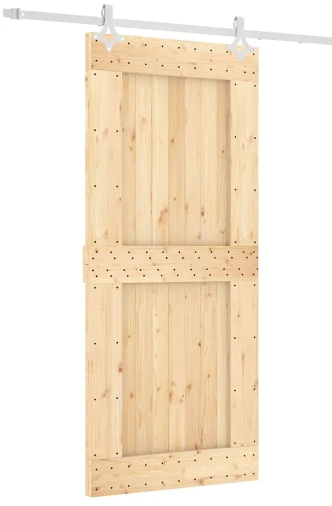 vidaXL Συρόμενη Μεσόπορτα με Μηχανισμό 90 x 210 εκ. Μασίφ Ξύλο Πεύκου