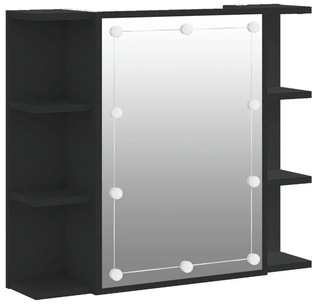 Έπιπλο Καθρέπτη με LED Μαύρο 70 x 16,5 x 60 εκ. - Μαύρο