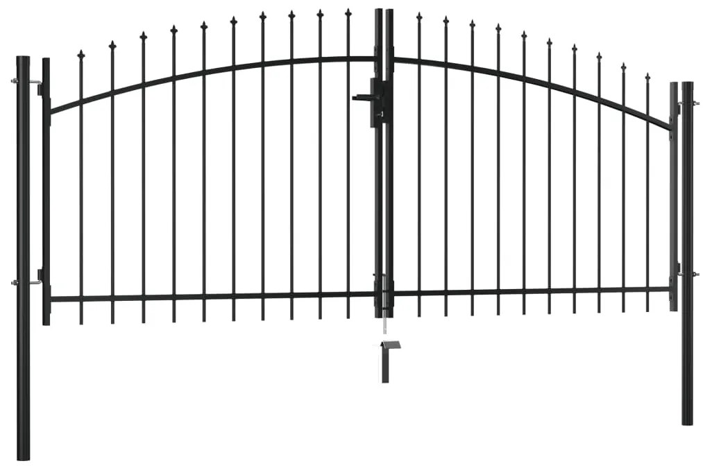 Πόρτα Περίφραξης Διπλή με Λόγχες 300 x 150 εκ. - Μαύρο