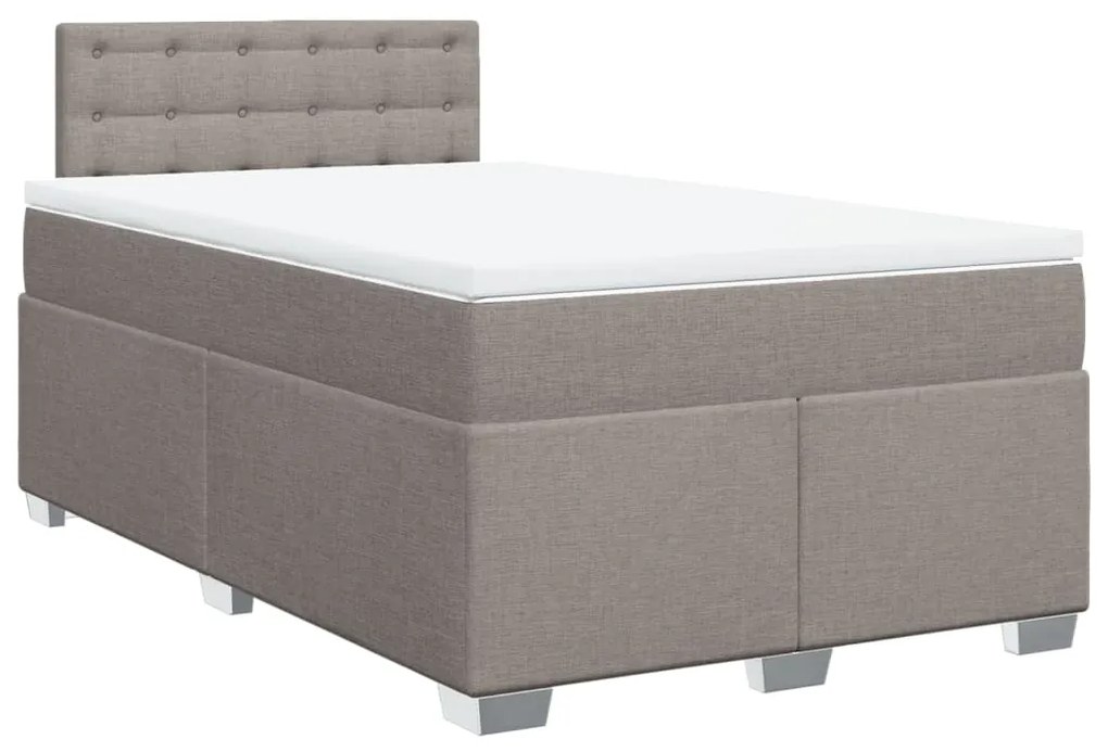 Κρεβάτι Boxspring με Στρώμα Taupe 120x190 εκ. Υφασμάτινο - Μπεζ-Γκρι