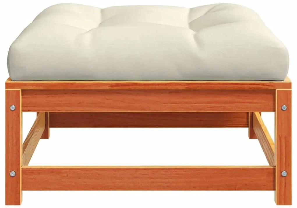 vidaXL Υποπόδια Κήπου 2 τεμ Καφέ Κεριού Μασίφ Ξύλο Πεύκου με Μαξιλάρια