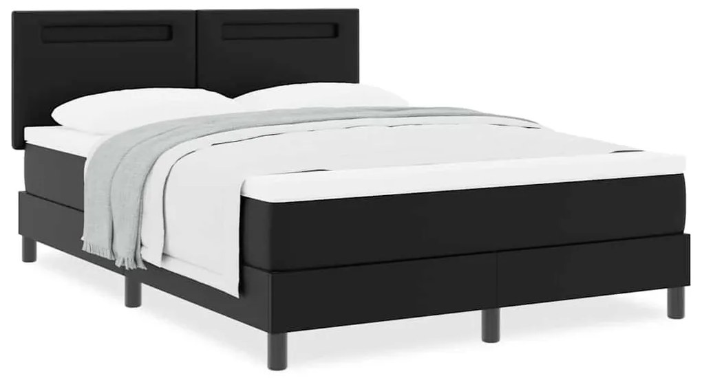 vidaXL Κρεβάτι με ελατήρια με στρώμα Μαύρο 140 x 200 cm Τεχνητό δέρμα