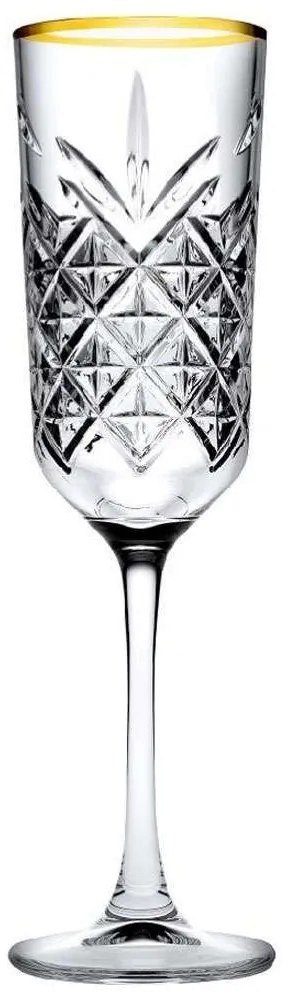 Ποτήρι Σαμπάνιας Golden Touch Timeless SP440356G4GD Φ6,4x22,5cm 175ml Clear-Gold Espiel Glass